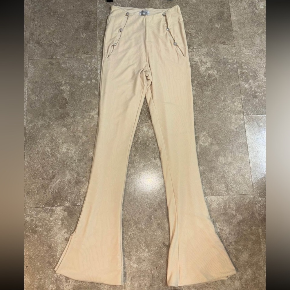 Oh Polly Chic Beige Flared Trousers